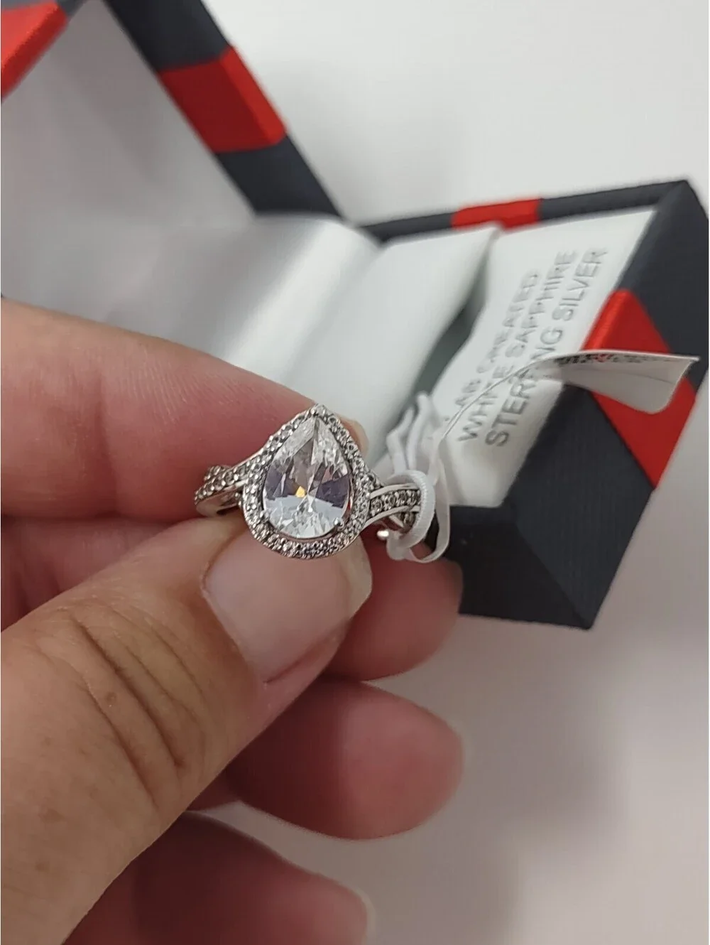 Sterling Silver Lab Created White Sapphire Ring Sz 7 NOS